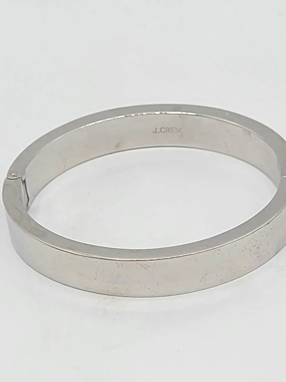 J Crew Silver Tone Hinged Bangle Bracelet